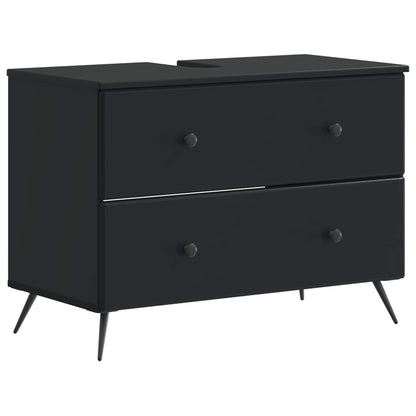2 Piece Bathroom Cabinet Set BREDA Black Engineered Wood