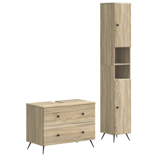 2 Piece Bathroom Cabinet Set BREDA Sonoma Oak Engineered Wood
