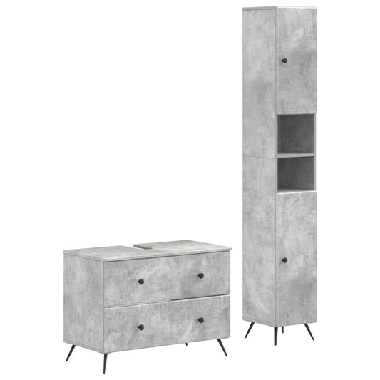 2 Piece Bathroom Cabinet Set BREDA Concrete Grey