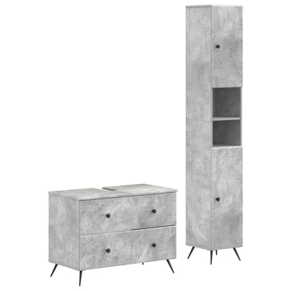 2 Piece Bathroom Cabinet Set BREDA Concrete Grey