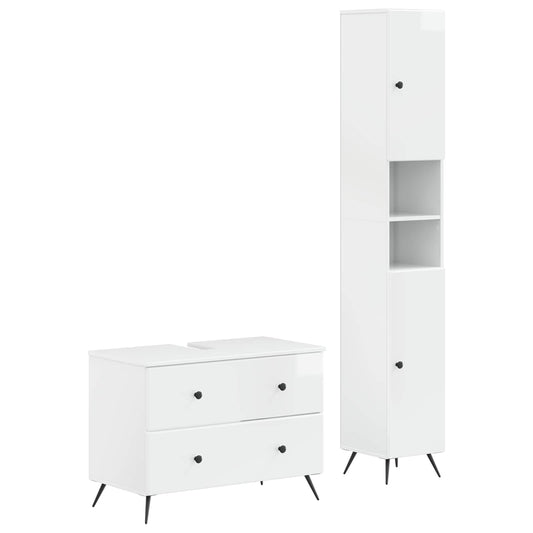 2 Piece Bathroom Cabinet Set BREDA High Gloss White