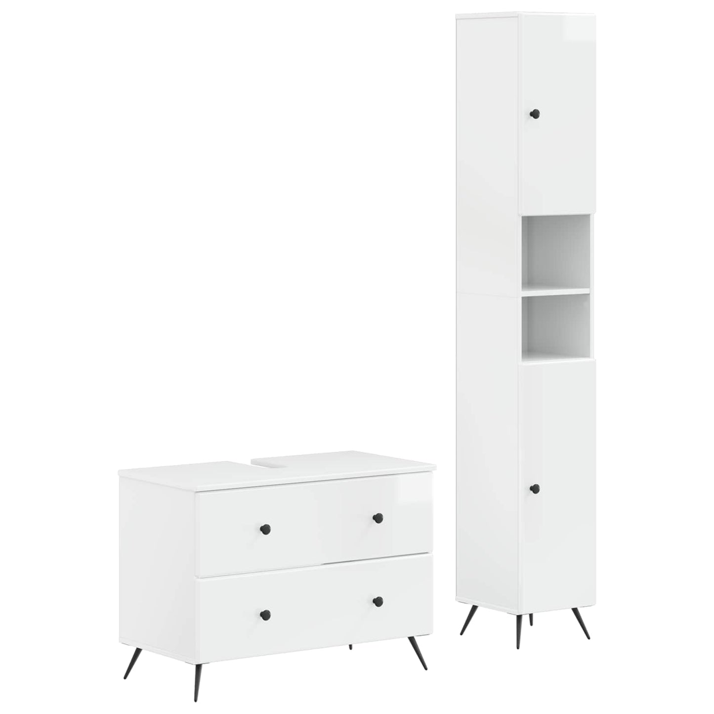 2 Piece Bathroom Cabinet Set BREDA High Gloss White