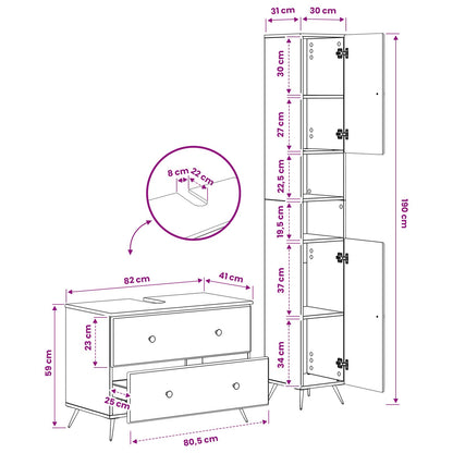 2 Piece Bathroom Cabinet Set BREDA High Gloss White