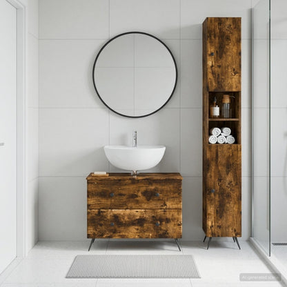 2 Piece Bathroom Cabinet Set BREDA Smoked Oak Engineered Wood