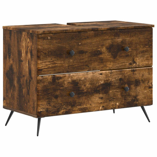 2 Piece Bathroom Cabinet Set BREDA Smoked Oak Engineered Wood