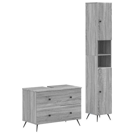 2 Piece Bathroom Cabinet Set BREDA Grey Sonoma Engineered Wood
