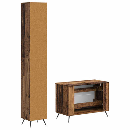 2 Piece Bathroom Cabinet Set BREDA Old Wood Engineered Wood