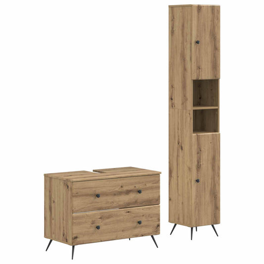 2 Piece Bathroom Cabinet Set BREDA Artisan Oak Engineered Wood