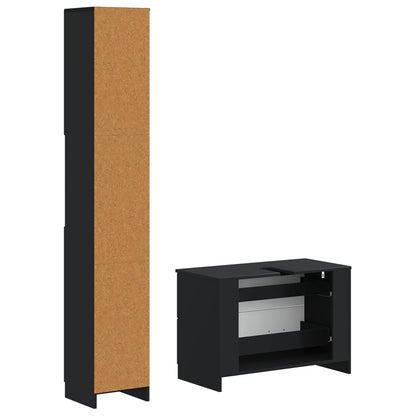 2 Piece Bathroom Cabinet Set UTRECHT Black Engineered Wood