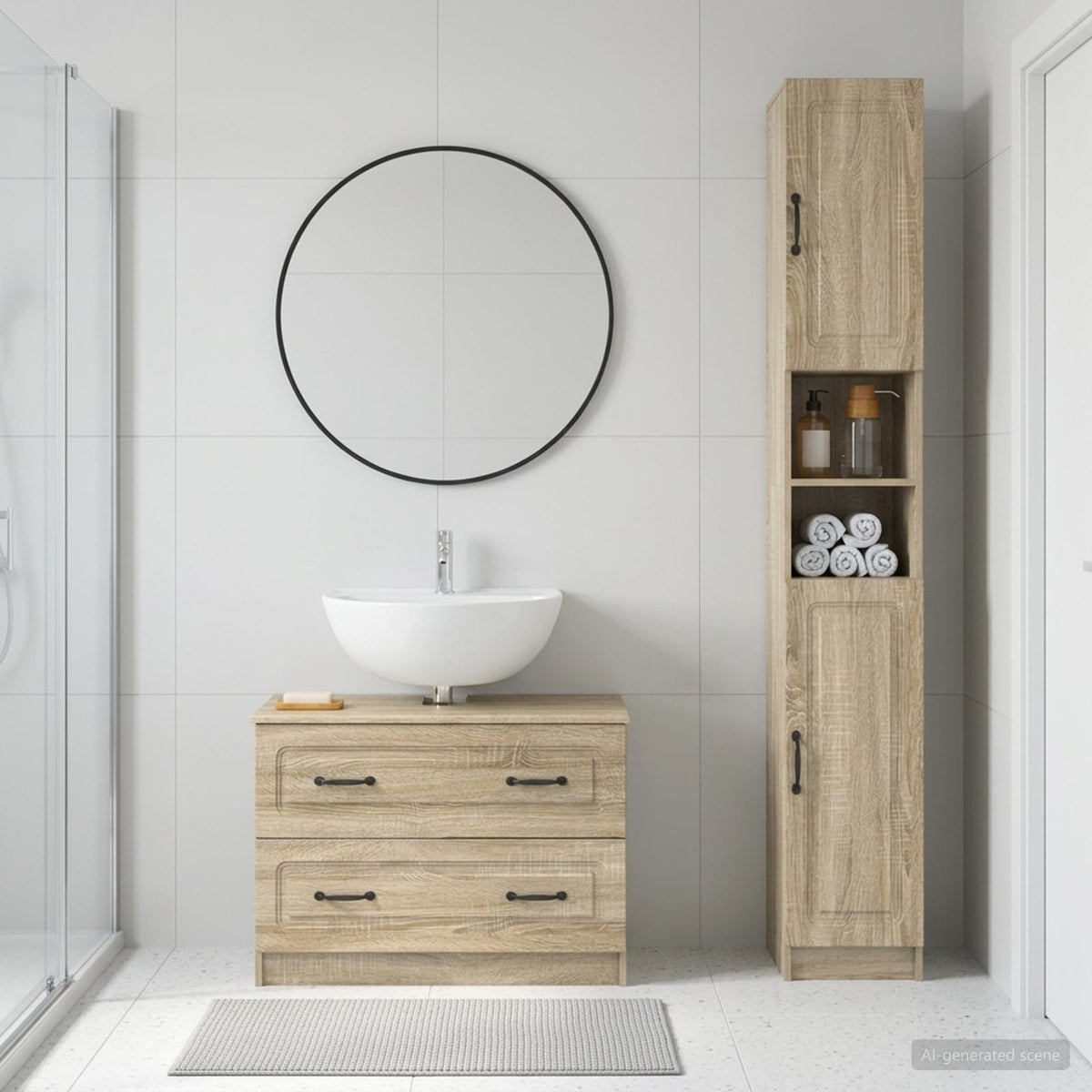 2 Piece Bathroom Cabinet Set UTRECHT Sonoma Oak Engineered Wood