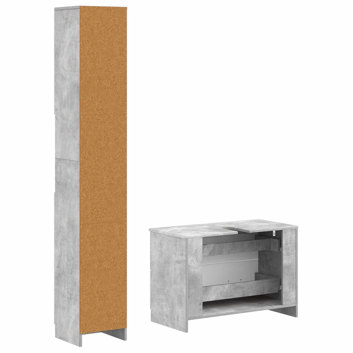 2 Piece Bathroom Cabinet Set UTRECHT Concrete Grey