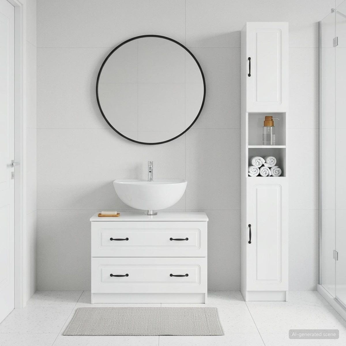 2 Piece Bathroom Cabinet Set UTRECHT High Gloss White