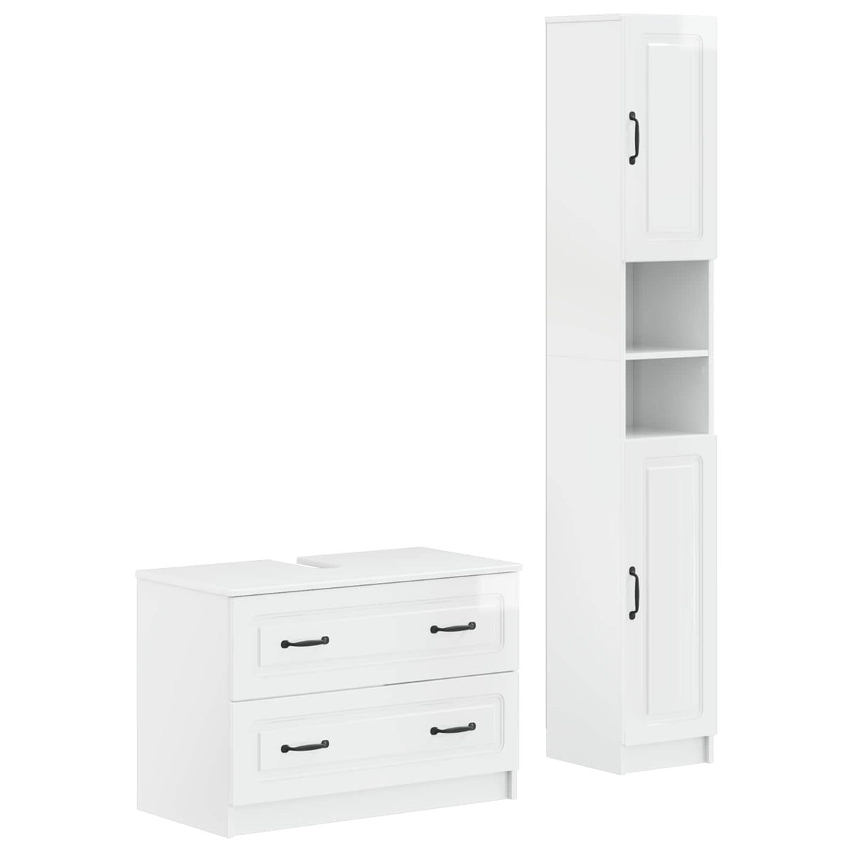 2 Piece Bathroom Cabinet Set UTRECHT High Gloss White