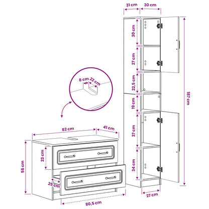 2 Piece Bathroom Cabinet Set UTRECHT High Gloss White
