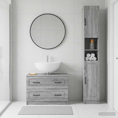 2 Piece Bathroom Cabinet Set UTRECHT Grey Sonoma