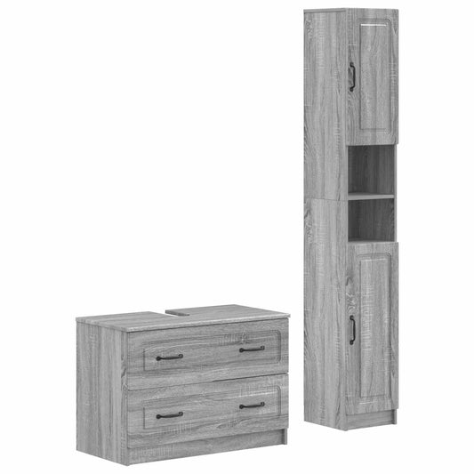 2 Piece Bathroom Cabinet Set UTRECHT Grey Sonoma