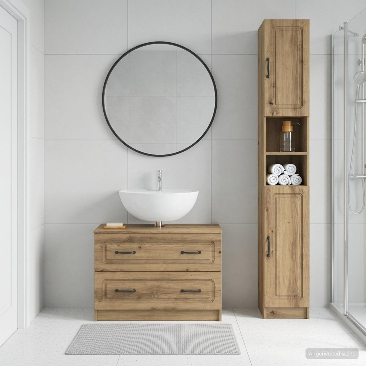 2 Piece Bathroom Cabinet Set UTRECHT Artisan Oak