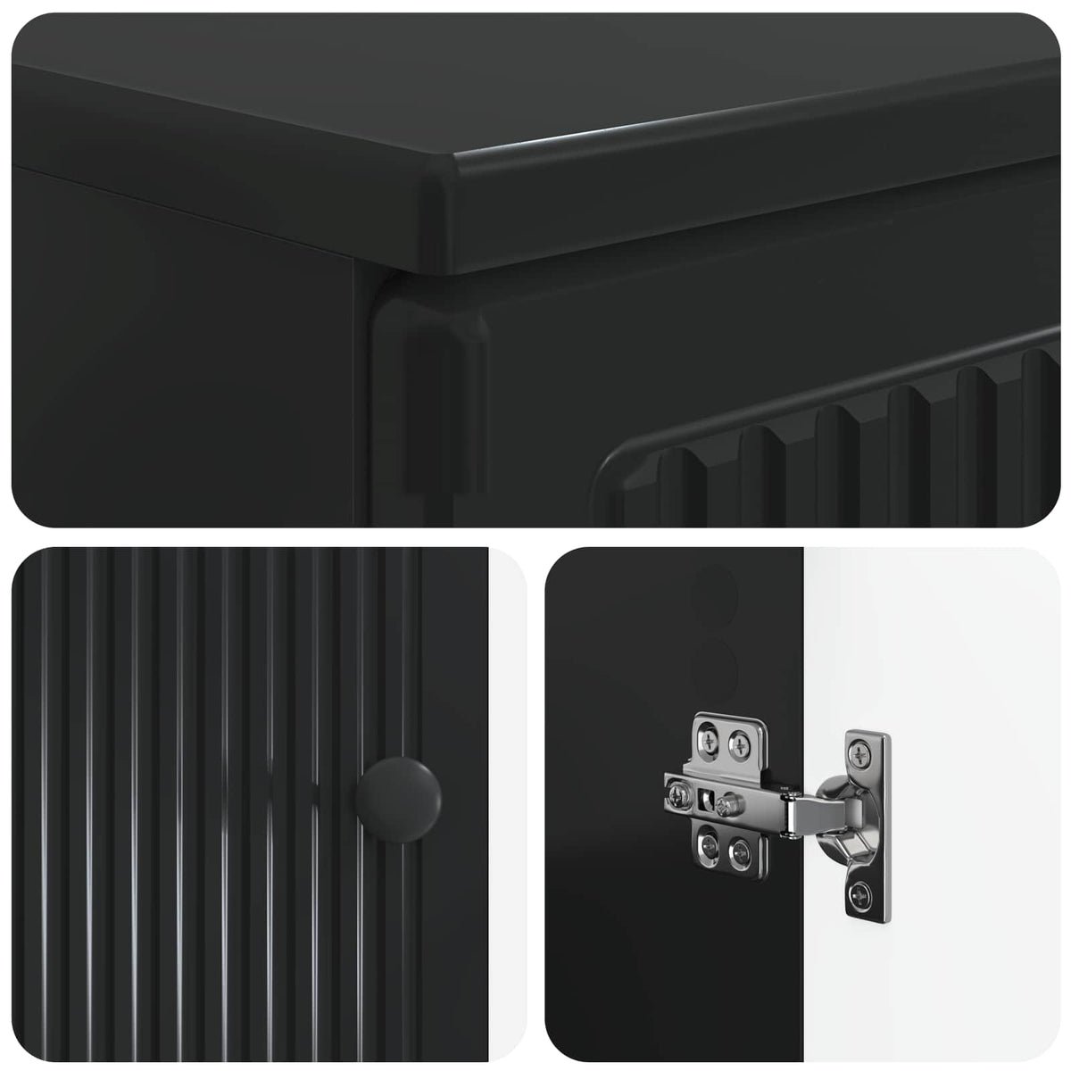 2 Piece Bathroom Cabinet Set EDE Black Engineered Wood