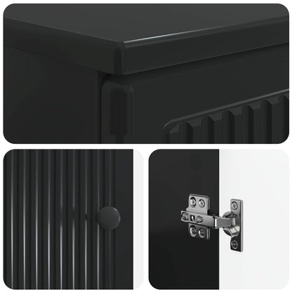 2 Piece Bathroom Cabinet Set EDE Black Engineered Wood