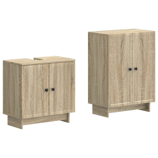 2 Piece Bathroom Cabinet Set EDE Sonoma Oak Engineered Wood