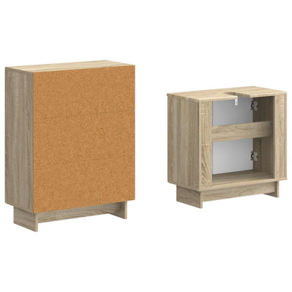2 Piece Bathroom Cabinet Set EDE Sonoma Oak Engineered Wood