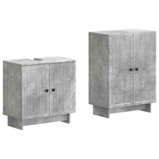 2 Piece Bathroom Cabinet Set EDE Concrete Grey Engineered Wood