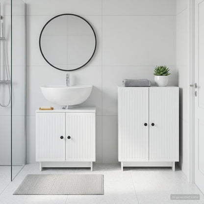 2 Piece Bathroom Cabinet Set EDE High Gloss White