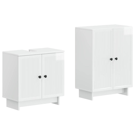 2 Piece Bathroom Cabinet Set EDE High Gloss White