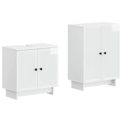 2 Piece Bathroom Cabinet Set EDE High Gloss White