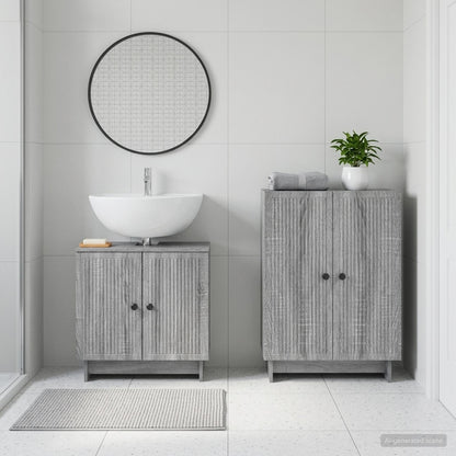 2 Piece Bathroom Cabinet Set EDE Grey Sonoma Engineered Wood