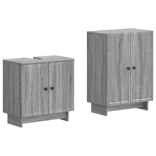 2 Piece Bathroom Cabinet Set EDE Grey Sonoma Engineered Wood