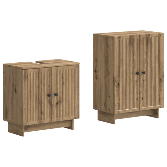 2 Piece Bathroom Cabinet Set EDE Artisan Oak Engineered Wood