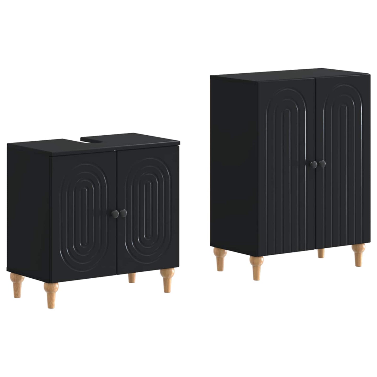 2 Piece Bathroom Cabinet Set ALKMAAR Black Engineered Wood