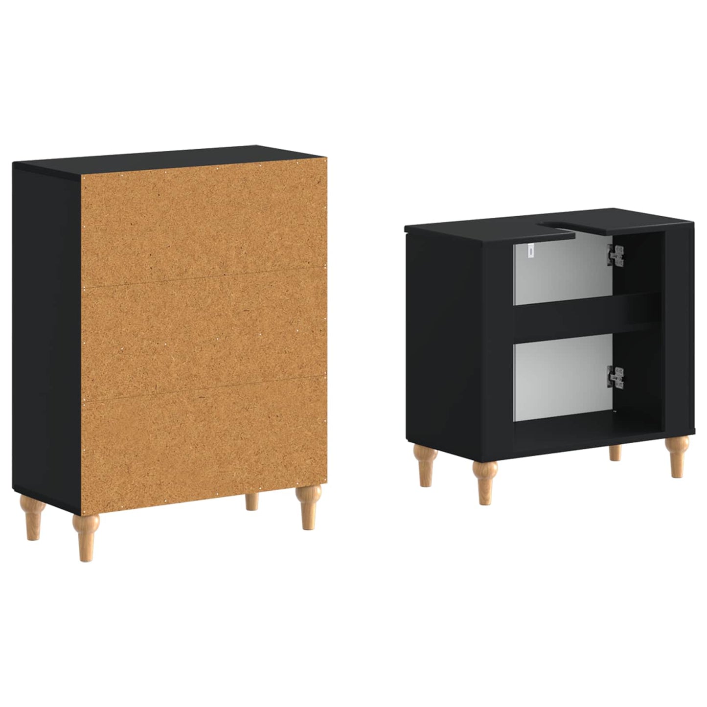 2 Piece Bathroom Cabinet Set ALKMAAR Black Engineered Wood