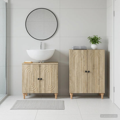 2 Piece Bathroom Cabinet Set ALKMAAR Sonoma Oak Engineered Wood