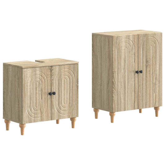 2 Piece Bathroom Cabinet Set ALKMAAR Sonoma Oak Engineered Wood