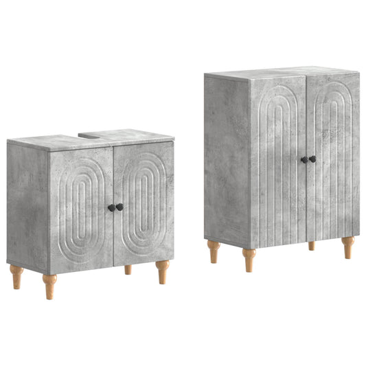 2 Piece Bathroom Cabinet Set ALKMAAR Concrete Grey