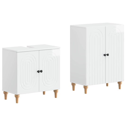 2 Piece Bathroom Cabinet Set ALKMAAR High Gloss White