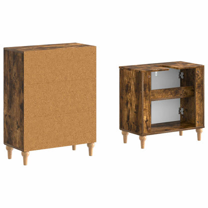 2 Piece Bathroom Cabinet Set ALKMAAR Smoked Oak Engineered Wood