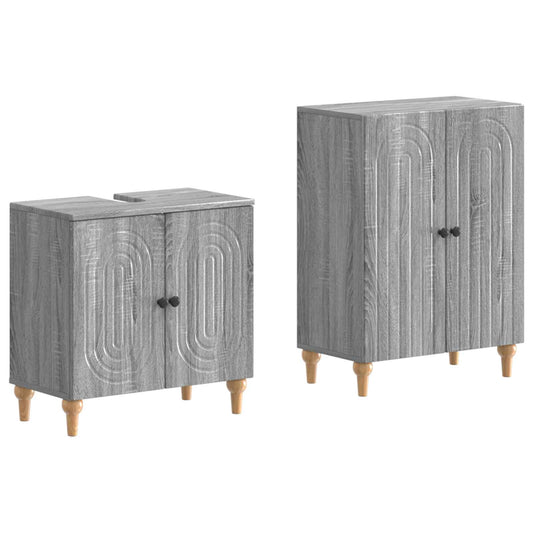 2 Piece Bathroom Cabinet Set ALKMAAR Grey Sonoma