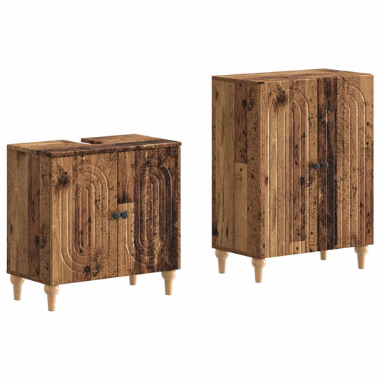 2 Piece Bathroom Cabinet Set ALKMAAR Old Wood Engineered Wood