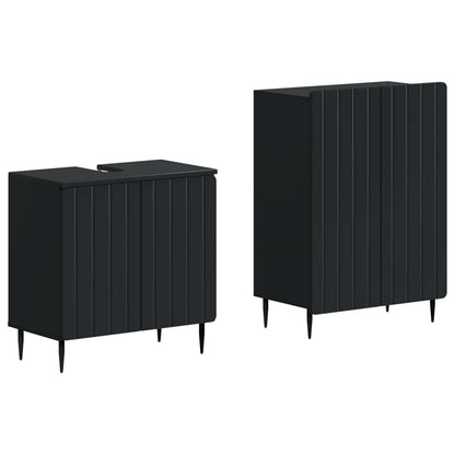 2 Piece Bathroom Cabinet Set ZWOLLE Black Engineered Wood