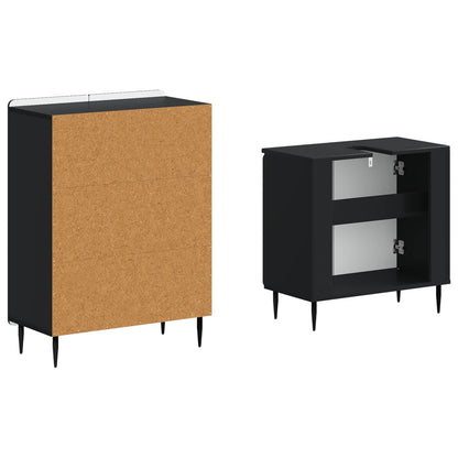 2 Piece Bathroom Cabinet Set ZWOLLE Black Engineered Wood