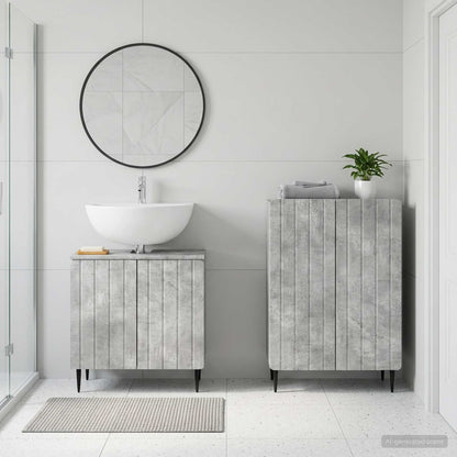 2 Piece Bathroom Cabinet Set ZWOLLE Concrete Grey