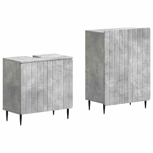 2 Piece Bathroom Cabinet Set ZWOLLE Concrete Grey