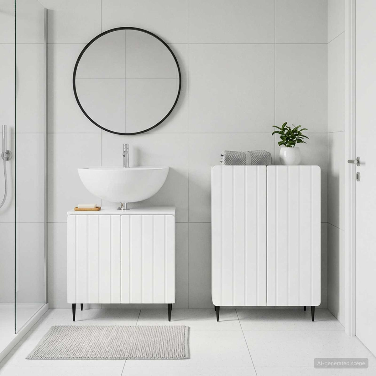 2 Piece Bathroom Cabinet Set ZWOLLE High Gloss White