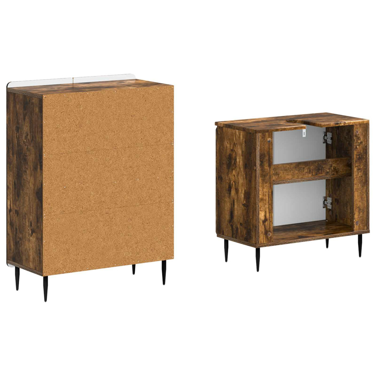 2 Piece Bathroom Cabinet Set ZWOLLE Smoked Oak Engineered Wood