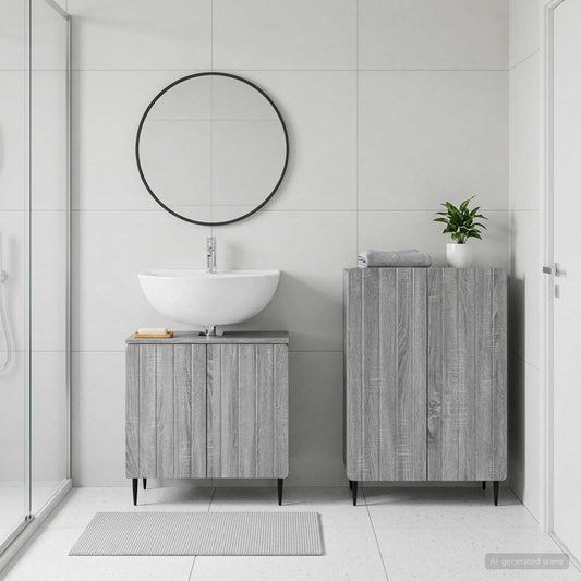 2 Piece Bathroom Cabinet Set ZWOLLE Grey Sonoma Engineered Wood