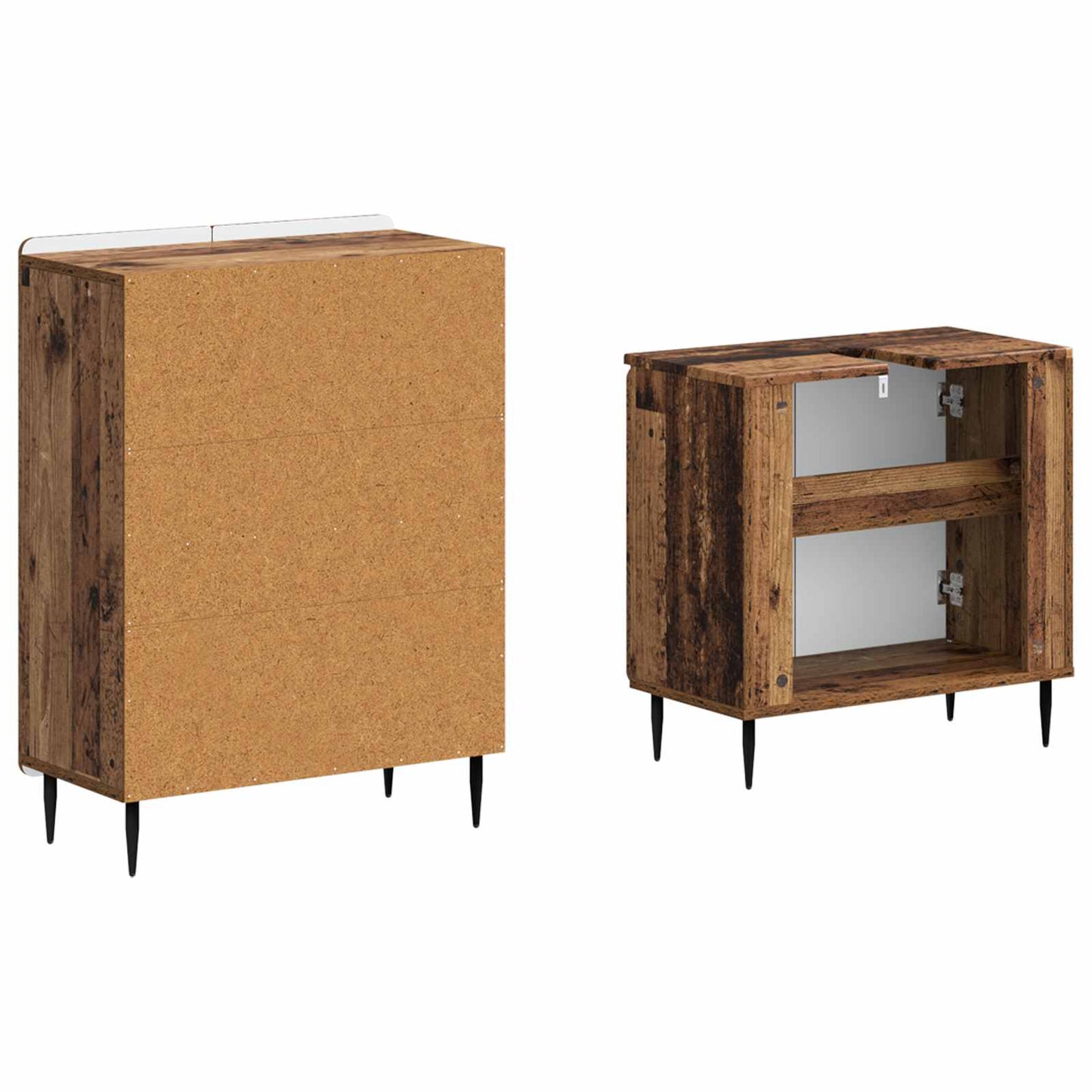 2 Piece Bathroom Cabinet Set ZWOLLE Old Wood Engineered Wood