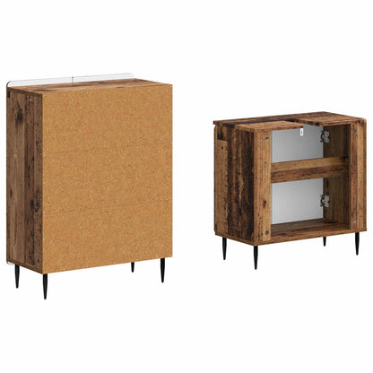 2 Piece Bathroom Cabinet Set ZWOLLE Old Wood Engineered Wood